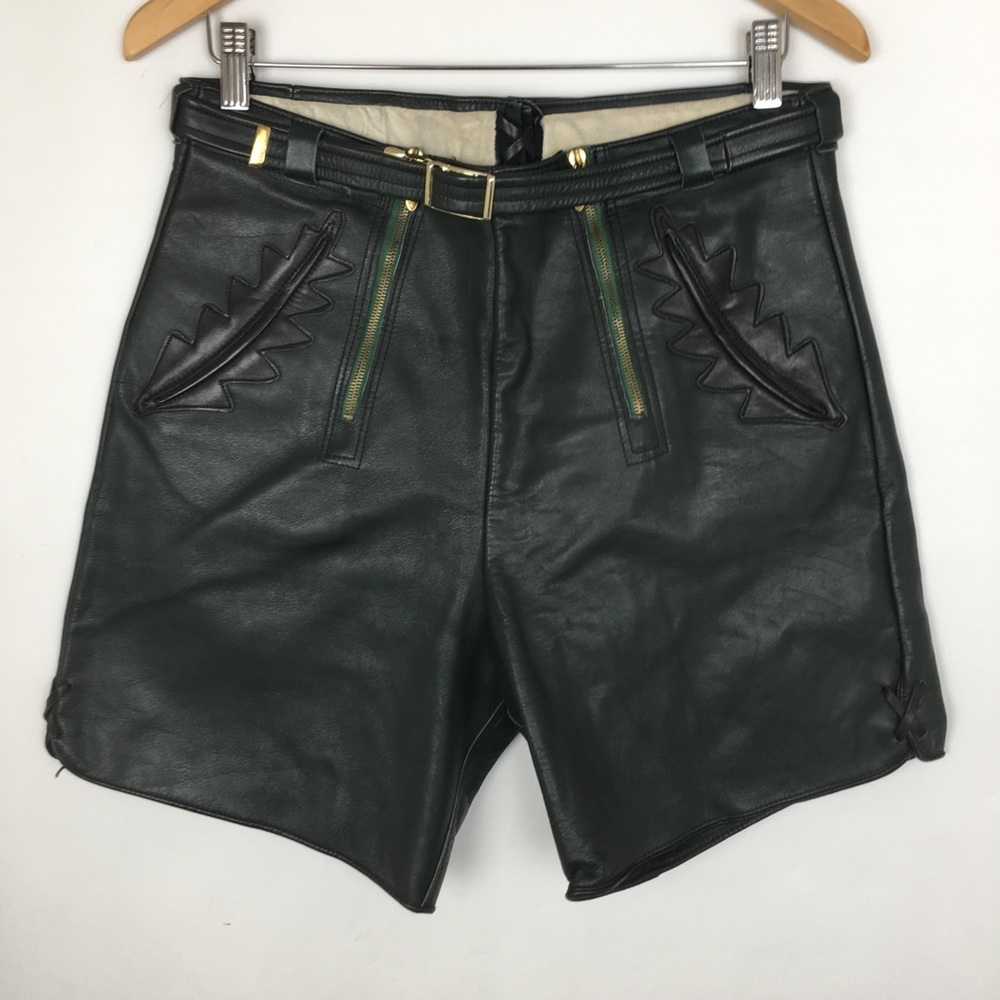 Vintage Traditional Oktoberfest Lederhosen German Renaissance Shorts Leather